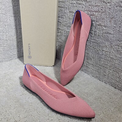 Rothy's The Point Women's Size 5 US Pink Rosebud Pointed Toe Slip On Flat Shoes