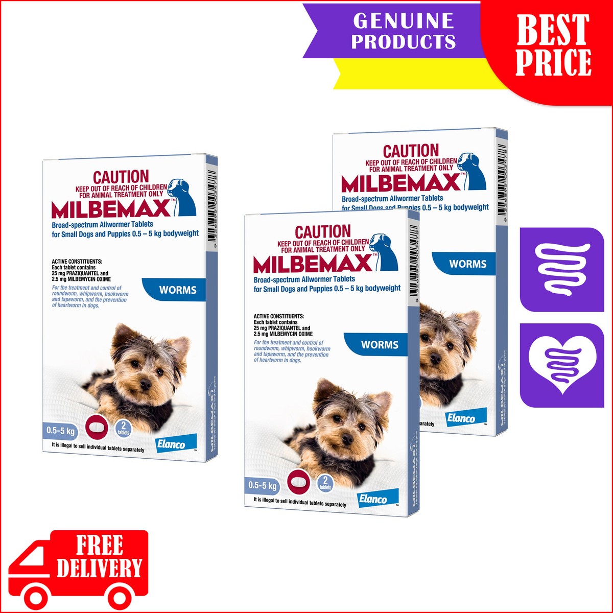 Milbemax Allwormer 2,4 Tablets for Dogs to Kg Heartworm Worm