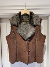 Alex & Co Brown Faux Fur & Suede Winter Waistcoat, Warm & Elegant New!