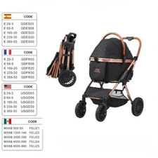 Pet Stroller Foldable Dog Puppy Stroller With Brakes Storage Detachable Carrier