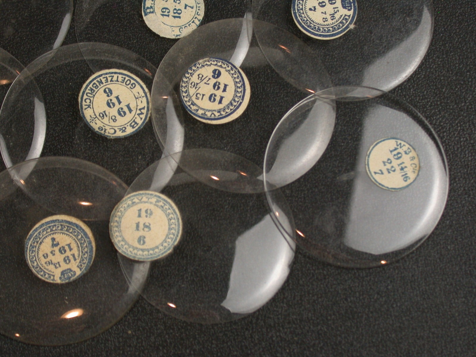 Pocket Watch Glass Set of 16 Size Hunting Crystals Size 19 0/16ths to