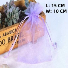 50 Pcs Light Purple 3.9''X5.9'' Drawstring Sheer Organza Gift Jewelry Candy Bags