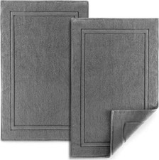 Gray Towel Bath Mats 2 pc Set 100 Cotton Towel Like Not A Rug 22x34" Each