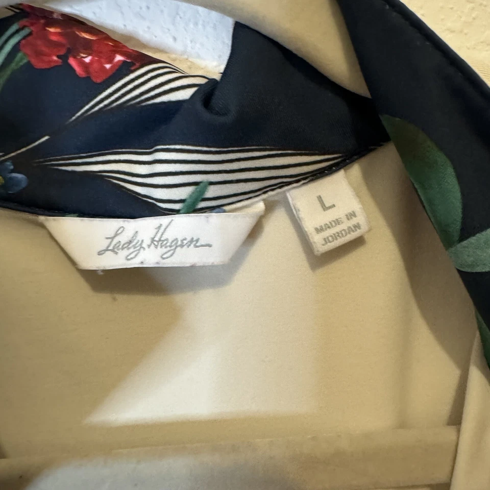 Lady Hagen Women L Drawstring Blue Floral Sleeveless Birch Golf Polo Shirt EUC - Image 4 of 4