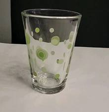 Vintage Libbey Duratuff MCM Retro Style Green Swirl Polka Dot  Juice Glass 