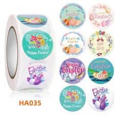 Easter Stickers 500PCS Per Roll Easter Bunny Eggs Stickers for Kids 1 inch