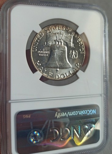 SILVER 50 Cents ๐ท Franklin Half Dollar 1963 D ๐ท USA AMERICA ๐ท UNC NGC M64 - Picture 2 of 2