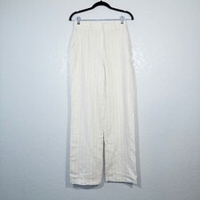 NWT Nasty Gal Beige Metallic Pinstripe Tapered Trousers Size 10