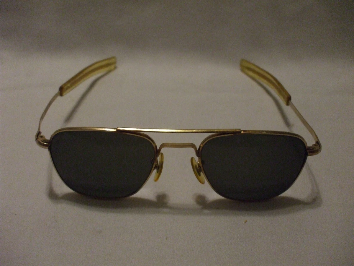 American Optical AO 12k Gold Filled Vintage 5 1/2 Aviator Bayonet  Sunglasses Rx