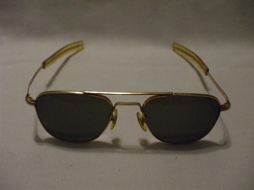 American Optical AO 12k Gold Filled Vintage 5 1/2 Aviator Bayonet Sunglasses Rx - 第 1/12 張圖片