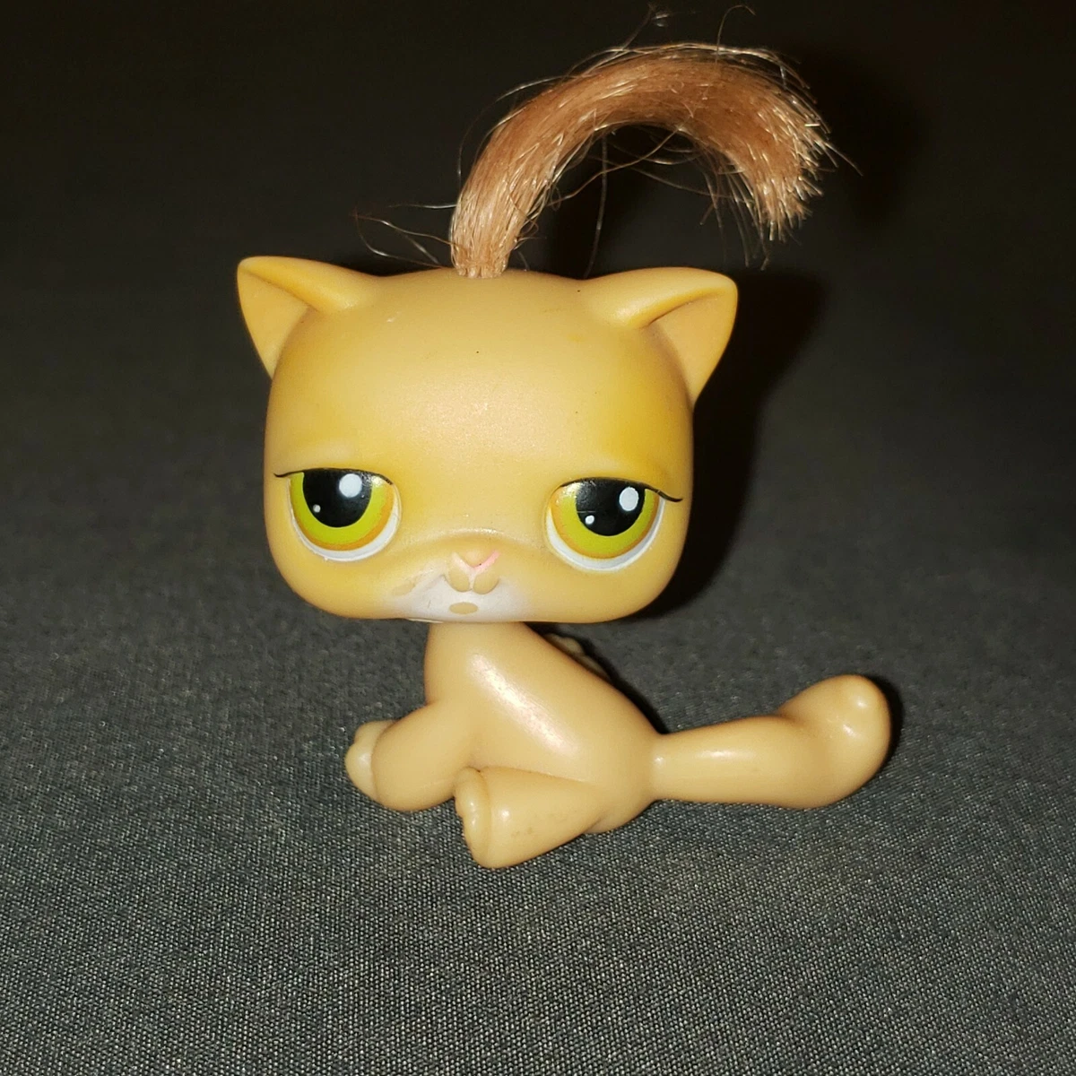 Littlest Pet Shop 78 LPS Orange Kitty Cat Real Hair Green Orange eyes Hasbro