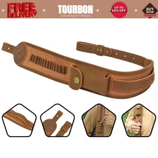 Tourbon Canvas Leather Rifle Sling Firearm Carry Strap .22LR Ammo Holder Adjust