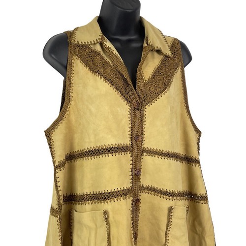 Free People Adeline Cognac Suede /crochet Mini Dress -Size XS - Picture 5 of 9