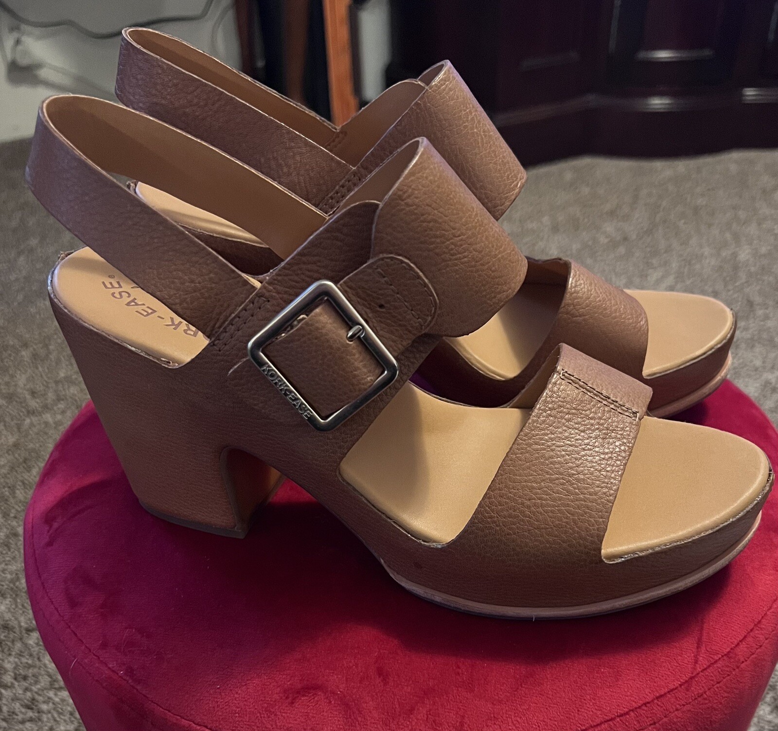 Kork Ease San Carlos Sandal Wedge Brown Terra Size 9M Leather Wedge