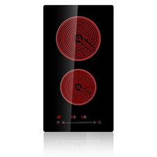 12" Built-in Electric Cooktop 2 Burner Electric Ceramic Stove 220V Touch Control