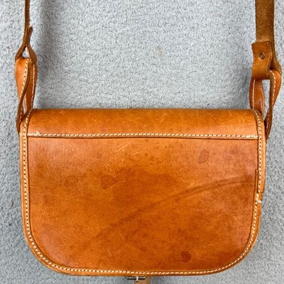 Vintage Brown Leather Crossbody Bag Saddle Bag Flap Buckle Strap