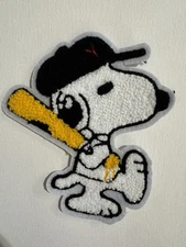 6 IN X 5 IN Embroidered Large Patch - Peanuts Snoopy With Baseball Bat   *Sew On