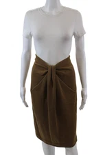 Donna Karan New York Womens Wool Drape Detail Pencil Skirt Brown Size S