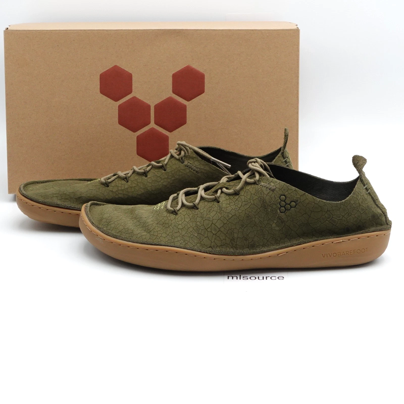 Vivobarefoot Sensus Moc Men's Lace Up Leather Barefoot Shoe 309680-03 Dark Olive