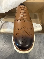 bruno marc mens shoes oxford 10.5 Brown Black Tip Casual