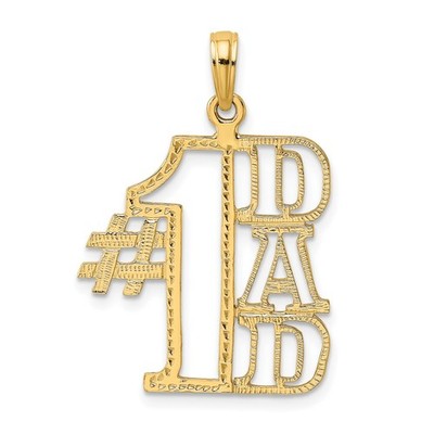 14k Yellow Gold Number One Dad Pendant Bold Cut-Out Design for Father Keepsake