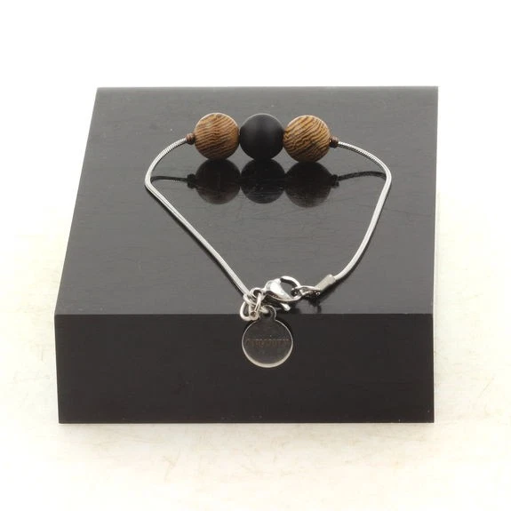 Minerales y piedras preciosas. Pulsera Tobillera 1 Perla Ónix Negro Mate + Bo Foto 3 de 3