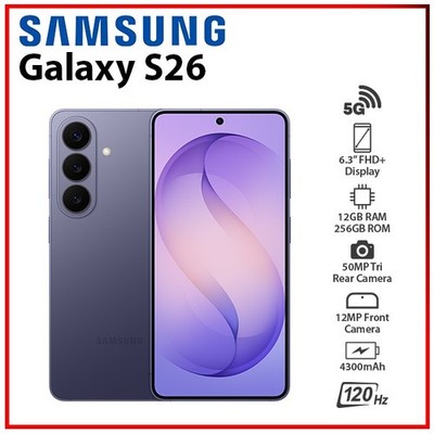 Samsung Galaxy S26 5G 12GB+256GB VIOLET Dual SIM Unlocked Android Mobile Phone