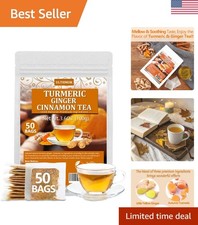 50 Turmeric, Ginger, Cinnamon Blend Tea Bags, 100 Natural No Additives ...
