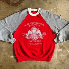 80s VINTAGE HARLEY DAVIDSON RINGER STYLE SWEATSHIRT SZ M BIKER CHICK T-SHIRT 70s