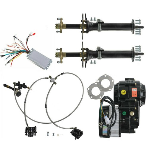 34" Go Kart Rear Axle kit Differential & 48v 1000w Motor for ATV Cart Trike Quad - Picture 3 of 15