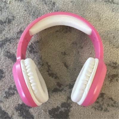 Riwbox Pink White Wireless Bluetooth Headphones with Volume Control & Mic
