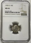 1955-S Roosevelt Dime 10c NGC MS65 Mint State Uncirculated