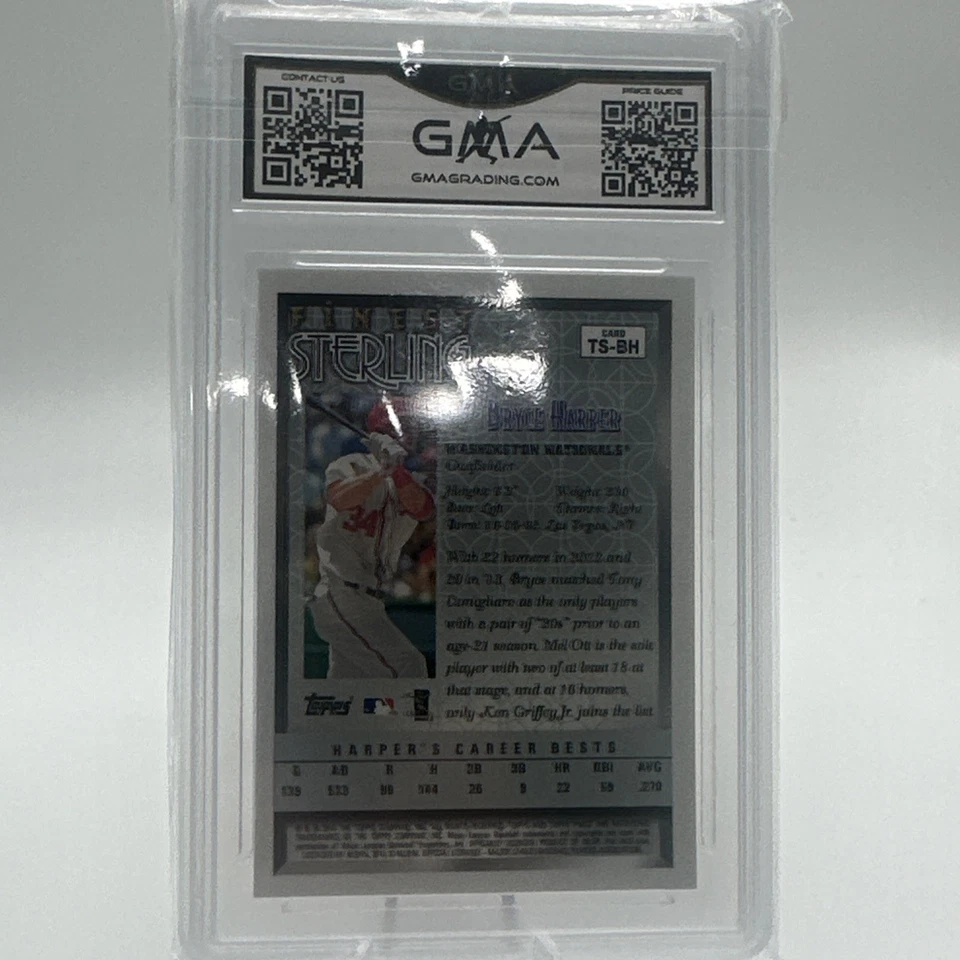 2014 Topps Finest Bryce Harper '96 Sterling Design GMA 10 Nationals Phillies - Image 2 of 2