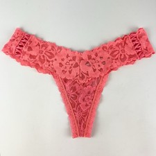Victoria s Secret Panties Pink Thong Sheer Floral Lace XS Vtg