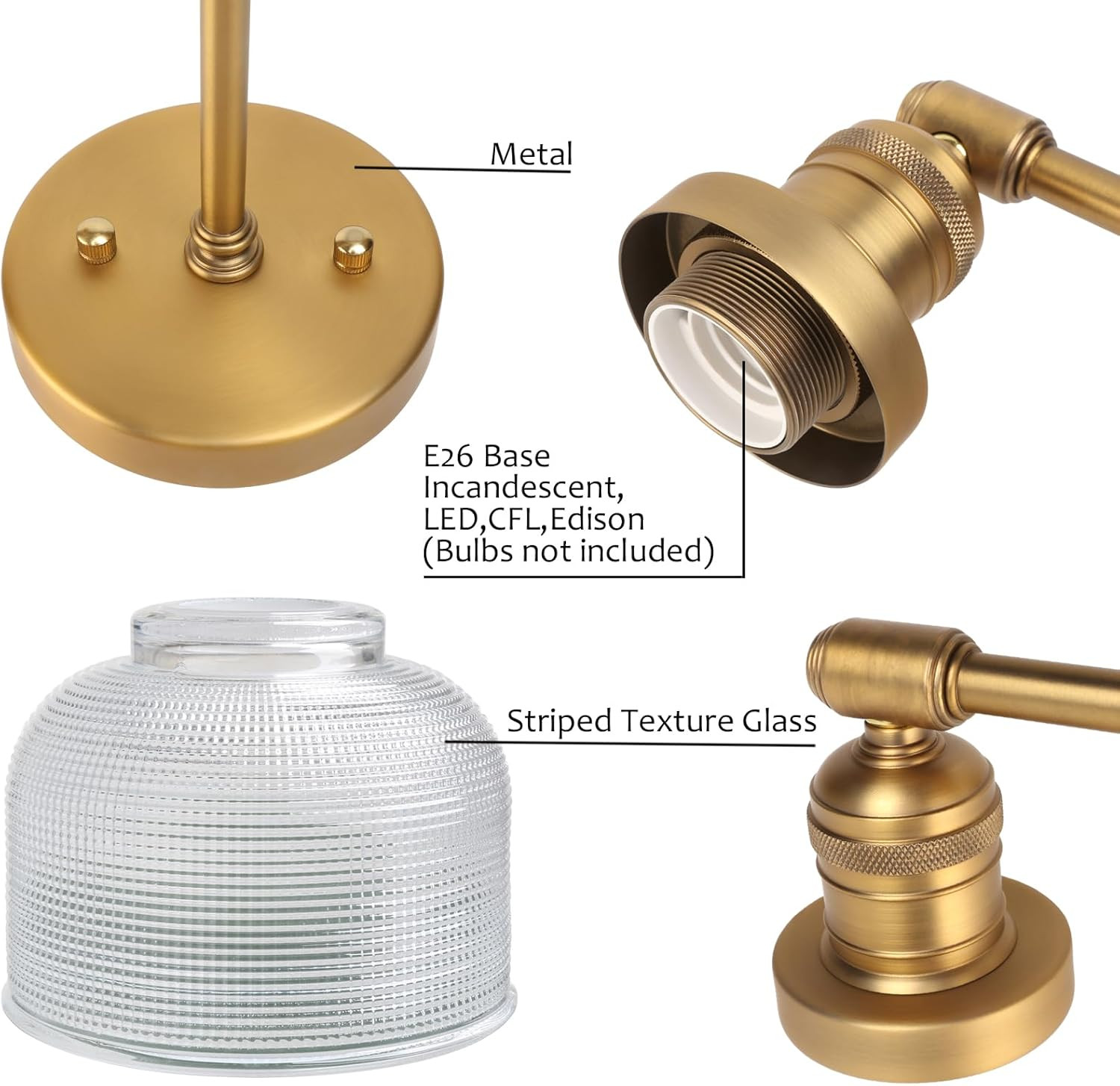 Vintage Double Heads Wall Sconces Decor for Bathroom Mirror, Glass 2-Light Bathr