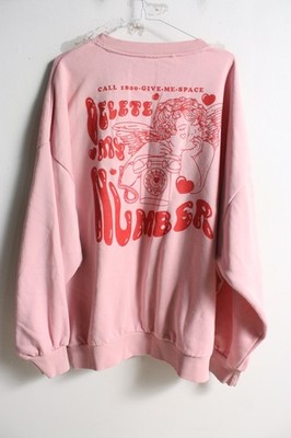 Skinny Dip Damen Pullover vorne hinten Print - rosa - Größe XL Extra Large (f60)