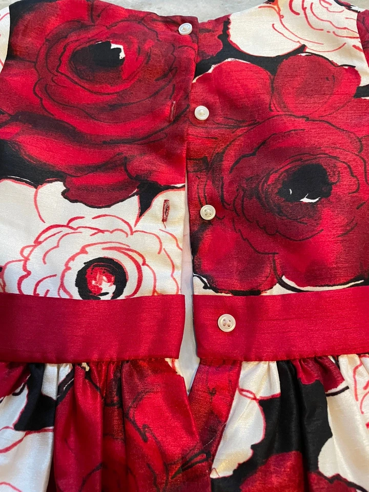 Vestido elegante floral rojo/blanco/negro talla 6 para niñas. Vestido todo el año!  Foto 4 de 4