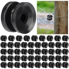 50 Pcs Black Circular Ring Electric Fence Insulators for Corner Post Wire