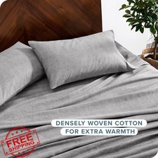 Bare Home Cal King Heathered Light Grey Flannel Sheet Set Cotton