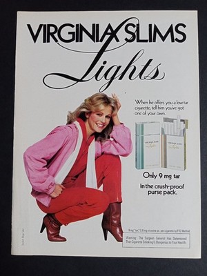 Virginia Slims Lights Magazine Ad 1980s Women's Fashion Cigarettes