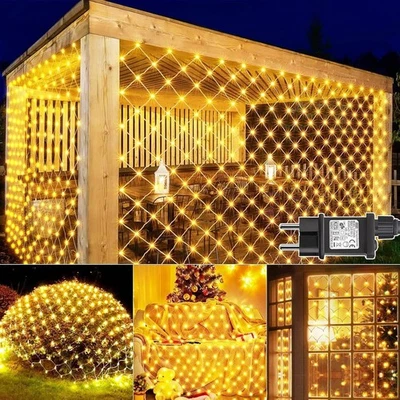 MARKENLOS Rete Luminosa LED Tenda Luminosa Esterno Catena Luminosa 8 Modalità Impermeabile Con Timer