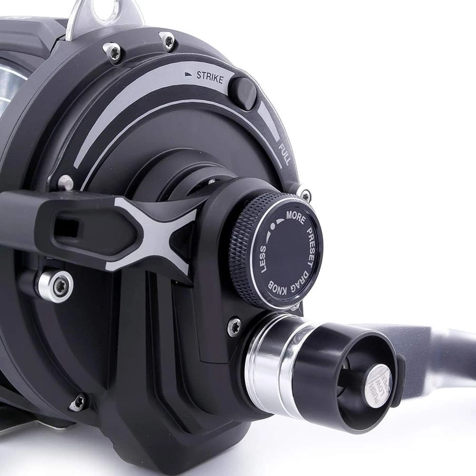 Oxean Ox50Ts Mulinello Da Pesca, Nero Matto, Gear Ratio Double Speed 3.2/1.4 - Immagine 2 di 4