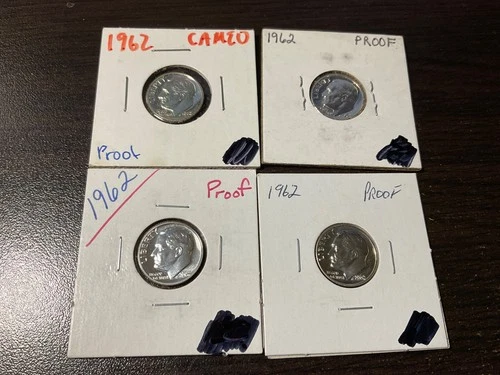 1962 roosevelt proof dime lot of 4 coins #22
