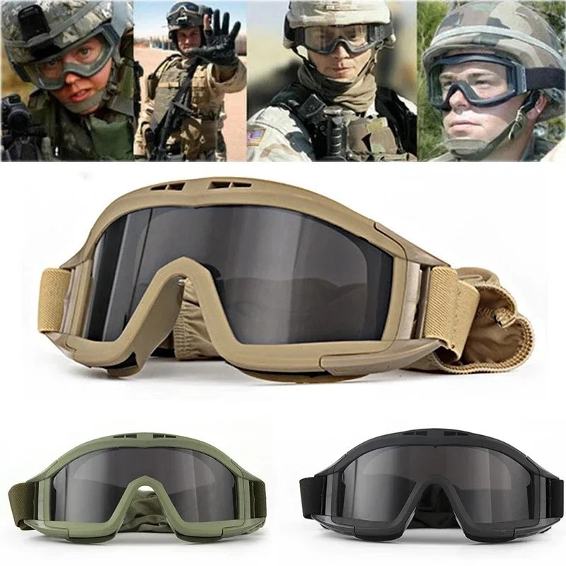 Airsoft Tactical Goggles 3 Lens UV Protection Windproof Dustproof Shooting Glass - Image 2 of 4