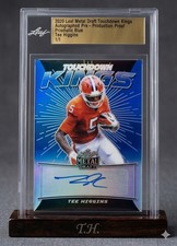 Leaf 2020 Metal Draft Touchdown Kings Prismatic Blue 1/1 Autograph Tee Higgins