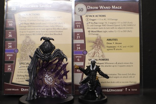 Dungeon & Dragons Miniatures DROW MAGE ENCOUNTER - 2 minis - with cards