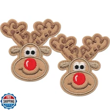 Laughing Lizards Reindeer Christmas Patches | Iron On Embroidered Appliques -