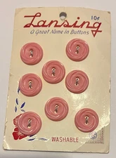 Vintage Lansing Two Holes Flat Buttons New Old Stock PINK