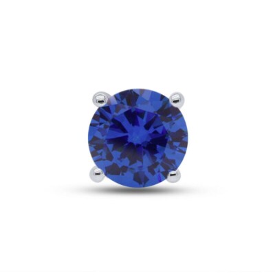 Sapphire Solitaire Martini Single Stud Men's Earrings 14K