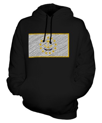 BUNDESSTAAT RHODE ISLAND KRITZELTE FLAGGE UNISEX KAPUZENPULLOVER HERREN DAMEN